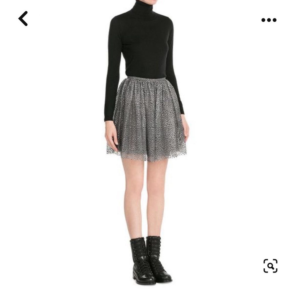 RED Valentino gray Tulle mini skirt black velvet sprarkle size 40 small
